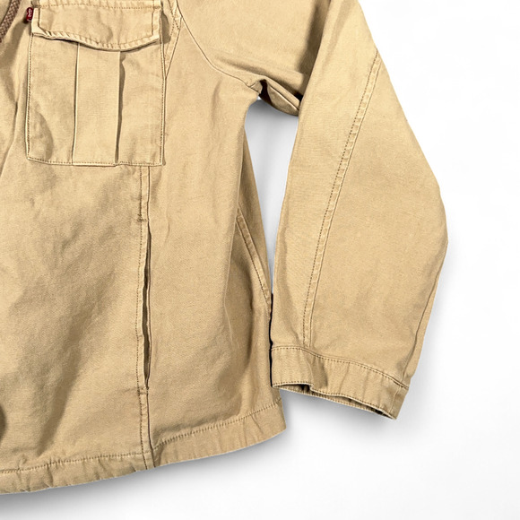 Levis Jacket Womens EXTRA LARGE Brown Hooded Utility Military Field Cotton Khaki - Picture 6 of 8